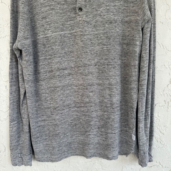 Onia Linen Gray Heathered Long Sleeve Henley Shirt Men XXL - Picture 5 of 7